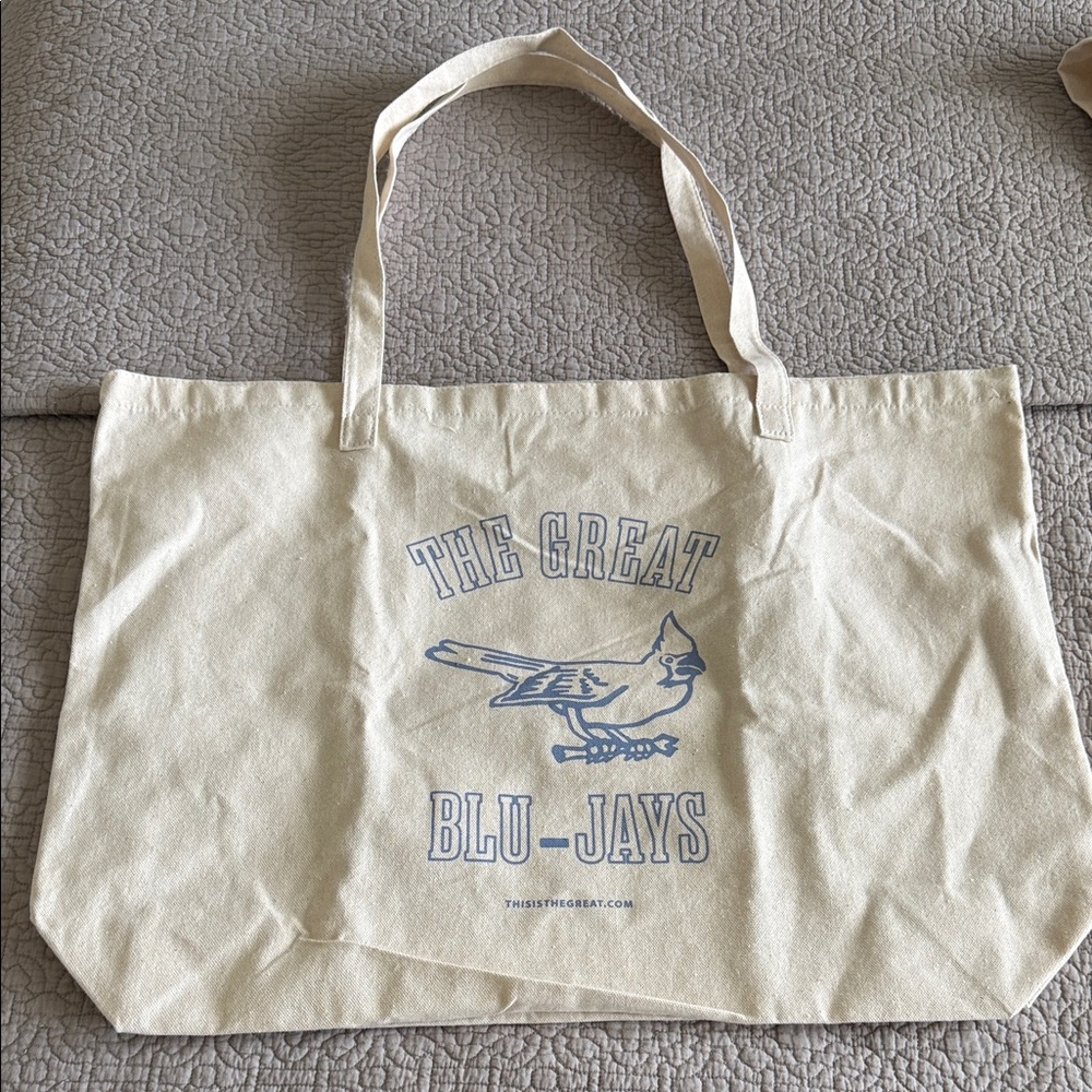 THE GREAT Large Canvas Tote Blue Jay Graphic